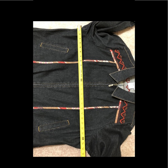 Black denim red stripe jean jacket plus size 2X 90’s retro Koos relaxed fit - Picture 4 of 7